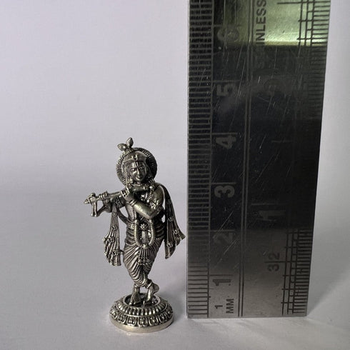 Pure Silver 92.5 Krishna Antique Idol 12g